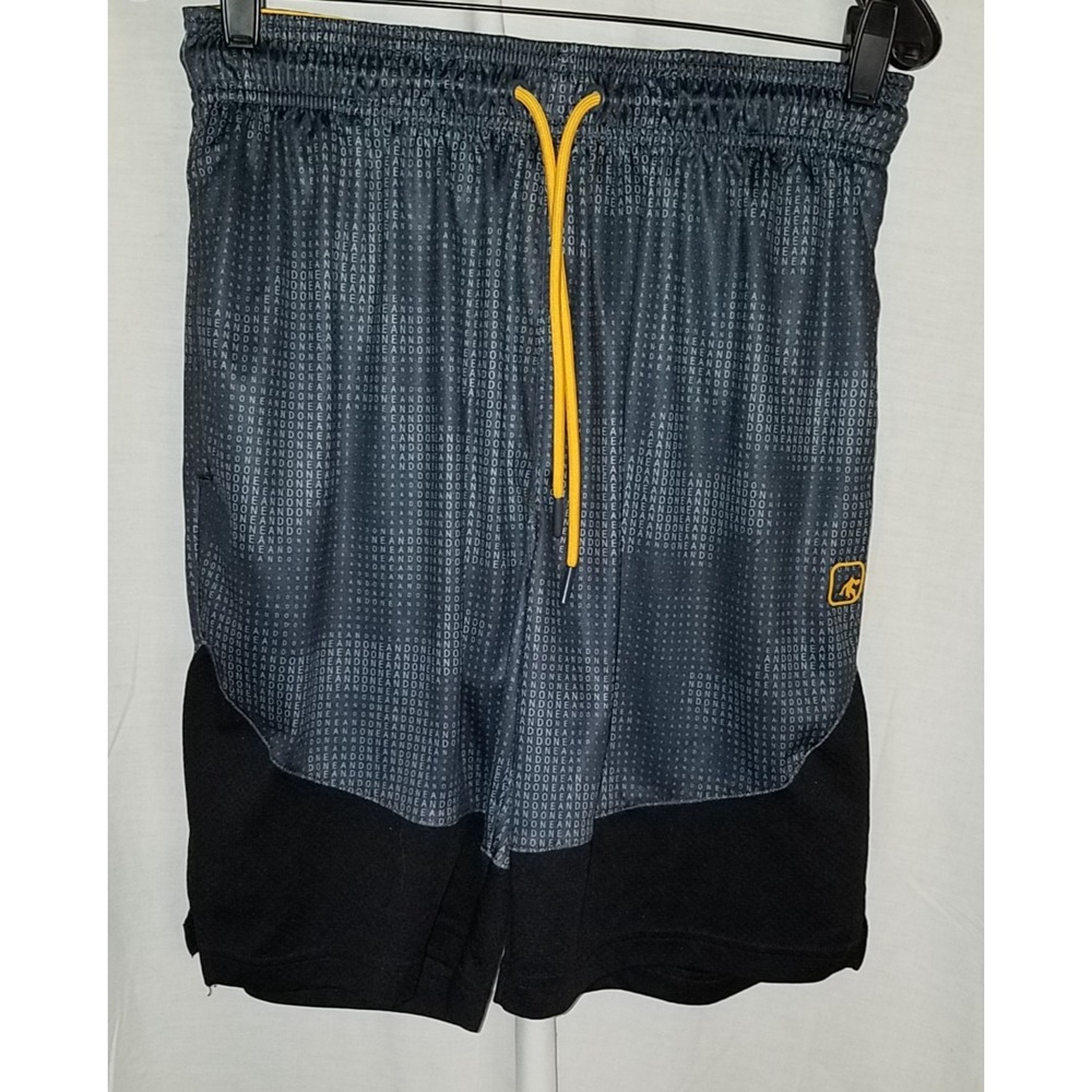 AND1 Mens Size M Gray/Yellow Athletic Shorts Elastic‎ Waistband